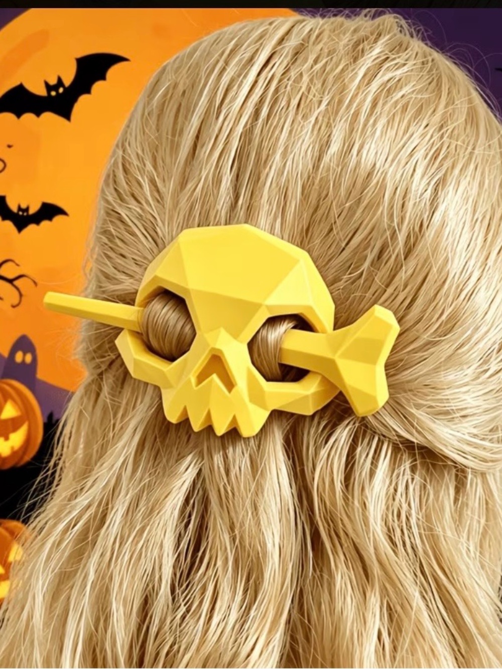Yellow Skull Hair Stick